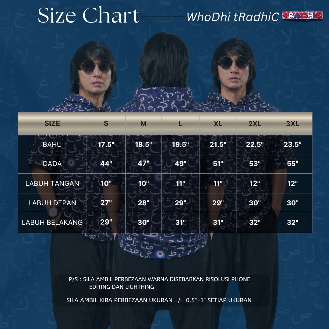 Size Chart KurSan WhoDhi S hingga 3XL